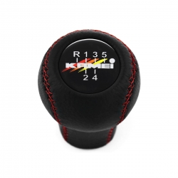 Volkswagen Kamei Red Stitched Gear Shift Knob 5 Speed Manual Transmission Genuine Leather Shifter Lever Screw-On Type M12x1.5