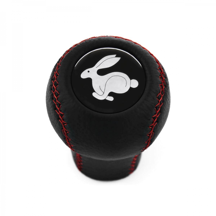 Volkswagen Rabbit Red Stitched Shift Knob 4 & 5 Speed Manual Transmission Genuine Leather Shifter Lever Screw-On Type M12x1.5
