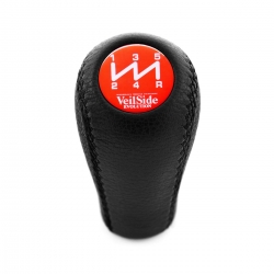 Toyota VeilSide Red Gear Stick Shift Knob Genuine Leather 5 Speed Manual Transmission Shifter Lever Screw-On Type M12x1.25
