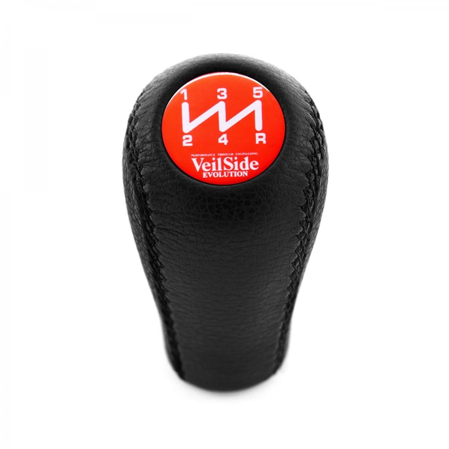 Toyota VeilSide Red Gear Stick Shift Knob Genuine Leather 5 Speed Manual Transmission Shifter Lever Screw-On Type M12x1.25