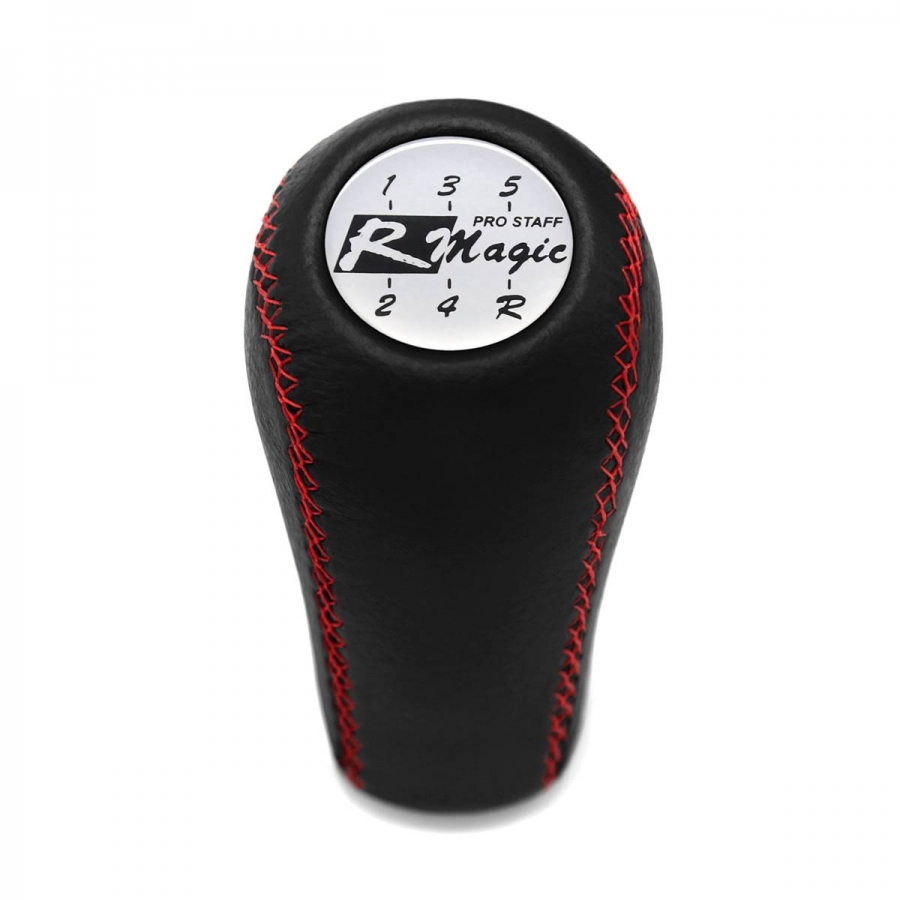 Nissan R Magic Red Stitched Gear Shift Knob 5 Speed Manual Transmission Genuine Leather Shifter Lever Screw-On Type M10x1.25