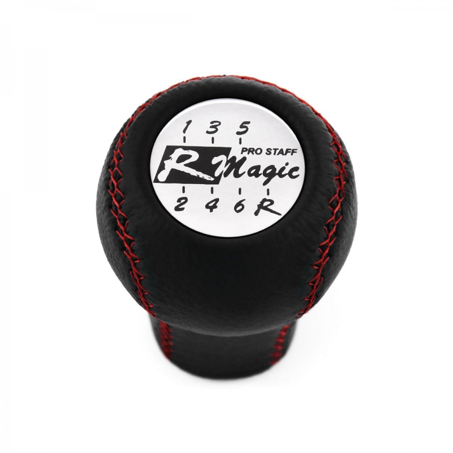 Nissan R Magic Red Stitched Shift Knob 6 Speed Manual Transmission Genuine Leather Gear Shifter Lever Screw-On Type M10x1.25