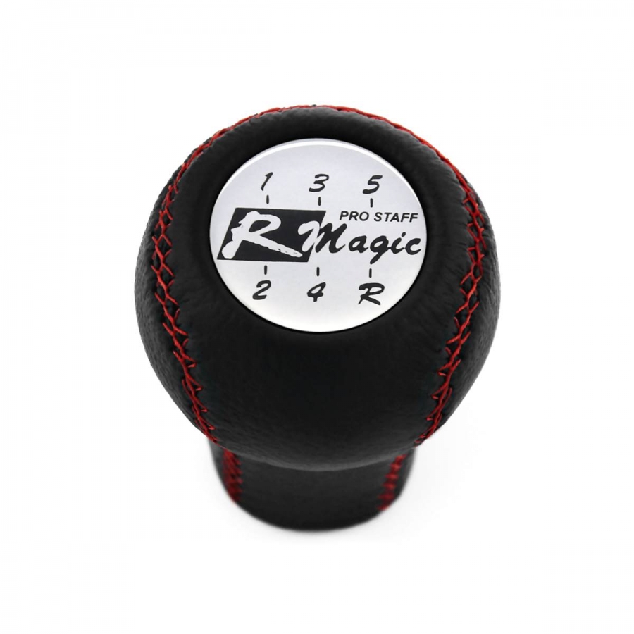 Nissan R Magic Red Stitched Shift Knob 5 Speed Manual Gearbox Genuine Leather Gear Shifter Lever Screw-On Type M10x1.25