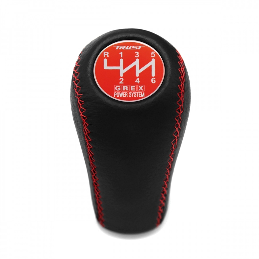 Toyota Trust Grex Red Stitched Gear Shift Knob 6 Speed Manual Transmission Genuine Leather Shifter Lever Screw-On Type M12x1.25