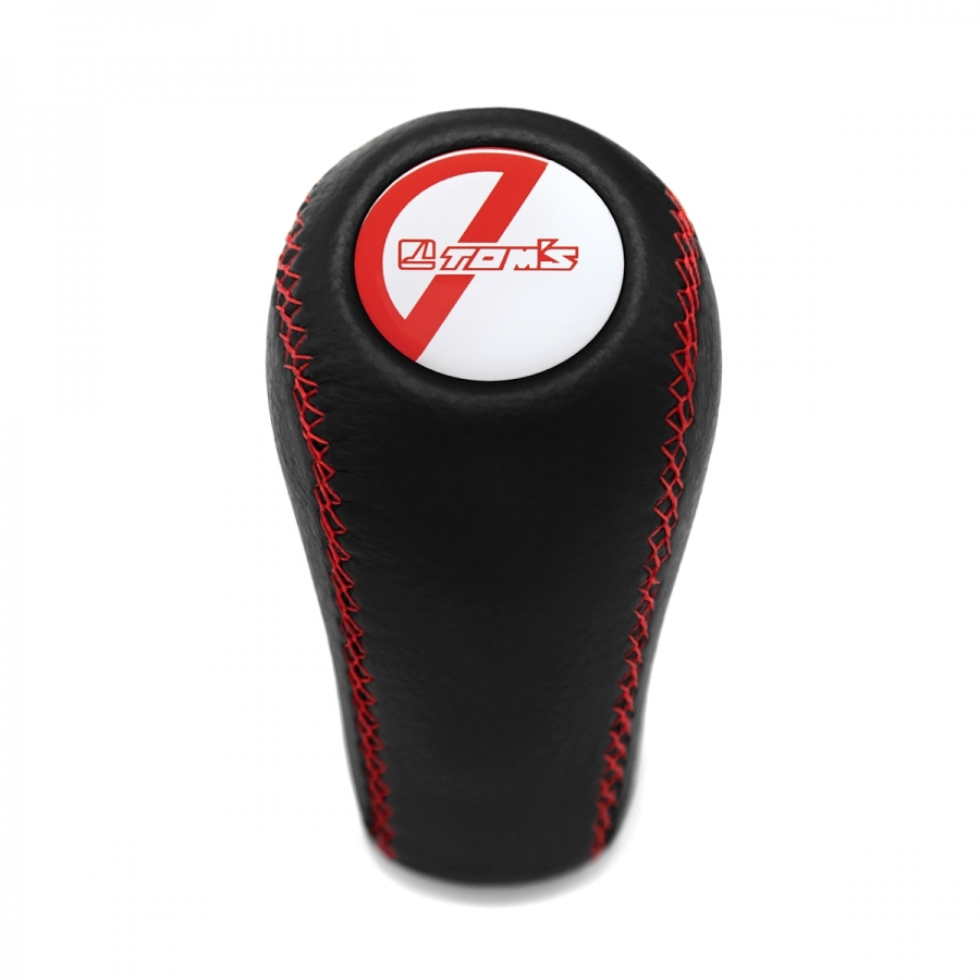 Toyota Team Tom`s Red Stitch Gear Stick Shift Knob Real Leather 5 & 6 Speed Manual Gearbox Shifter Lever Screw-On Type M12x1.25