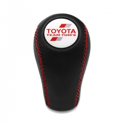 Toyota Team Tom`s Red Stitch Gear Stick Shift Knob Real Leather 5 & 6 Speed Manual Gearbox Shifter Lever Screw-On Type M12x1.25