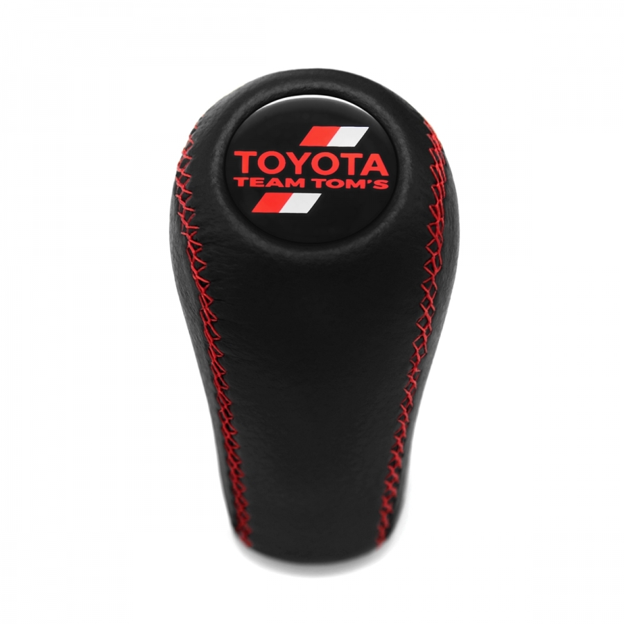 Toyota Team Tom`s Red Stitch Gear Stick Shift Knob Real Leather 5 & 6 Speed Manual Gearbox Shifter Lever Screw-On Type M12x1.25