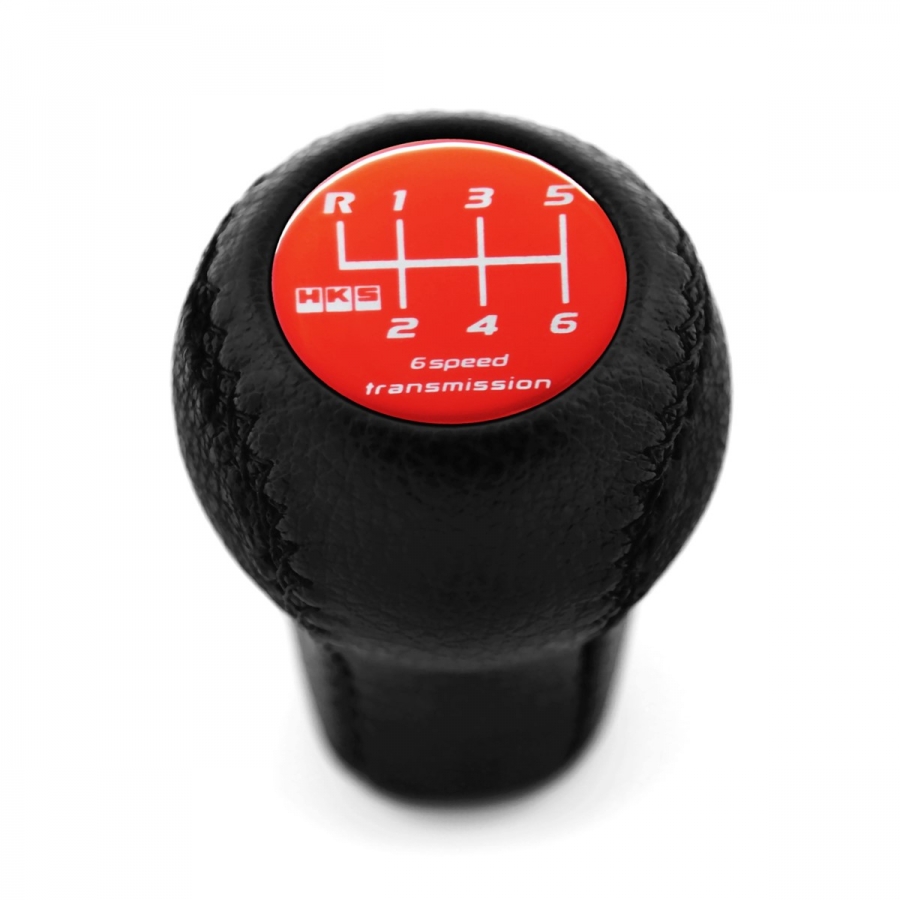 Mazda HKS Red Short Shift Knob 6 Speed Manual Transmission Genuine Leather Gear Shifter Lever Screw-On Type M10x1.25