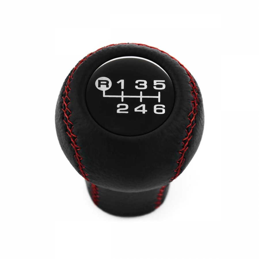 Mazda Genuine Leather Short Shift Knob Red Stitched 6 Speed Manual Transmission Gear Shifter Lever Screw-On Type M10x1.25