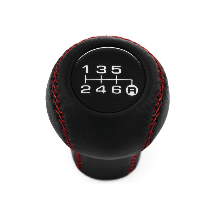 Mazda Short Shift Knob Genuine Leather Red Stitched 6 Speed Manual Transmission Shifter Lever Screw-On Type M10x1.25