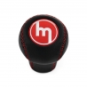 Mazda Vintage Emblem Shift Knob Red Stitched 5 & 6 Speed Manual Gearbox Real Leather Gear Shifter Lever Screw-On Type M10x1.25