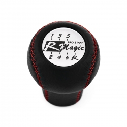 Mazda R Magic Red Stitched Shift Knob Genuine Leather 6 Speed Manual Transmission Shifter Lever Screw-On Type M10x1.25