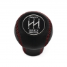 Mazda Trust Grex Black Emblem Genuine Leather Short Shift Knob 5 Speed Manual Gearbox Shifter Lever Screw-On Type M10x1.25