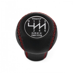 Mazda Trust Grex Black Emblem Shift Knob 6 Speed Manual Gearbox Real Leather Red Stitch Shifter Lever Screw-On Type M10x1.25