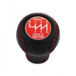 Mazda Trust Grex Red Emblem Shift Knob 6 Speed Manual Gearbox Real Leather Red Stitched Shifter Lever Screw-On Type M10x1.25
