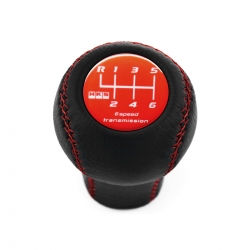 Mazda HKS Red Stitched Shift Knob 6 Speed Manual Transmission Genuine Leather Gear Shifter Lever Screw-On Type M10x1.25