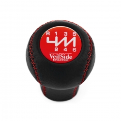 Mazda VeilSide Red Stitched Shift Knob 6 Speed Manual Transmission Genuine Leather Gear Shifter Lever Screw-On Type M10x1.25