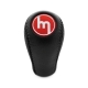 Mazda Vintage Red Emblem Genuine Leather Gear Shift Knob 5 & 6 Speed Manual Transmission Shifter Lever Screw-On Type M10x1.25