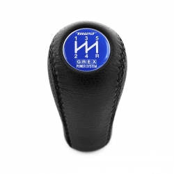 Mazda Trust Grex Blue Emblem Leather Screw-On Type Short Shift Knob 5 Speed Manual Transmission Shifter Lever M10x1.25