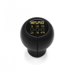 Datsun Nismo Round Short Shift Knob 5 Speed Manual Transmission Genuine Leather Gear Shifter Lever Screw-On Type M8x1.25